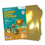 Kertas Stiker Xantri Glossy Gold PET 80 Mic isi 20 lmbr, Glossy Sticker Paper Gold Waterproof Inkjet A4 80 Micron
